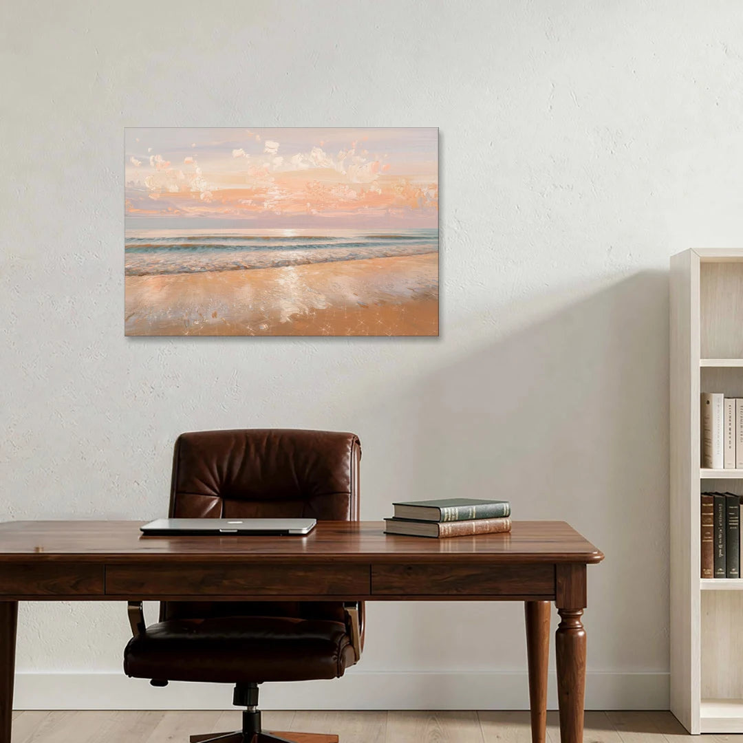 Seaside Waves And Sand - Canvas Wall Art - Office - 36x24