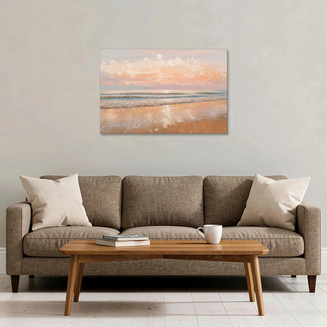 Seaside Waves And Sand - Canvas Wall Art - Sofa - 36x24