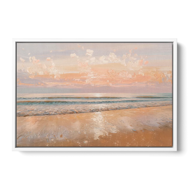 Seaside Waves And Sand Front - White Canvas Wall Art