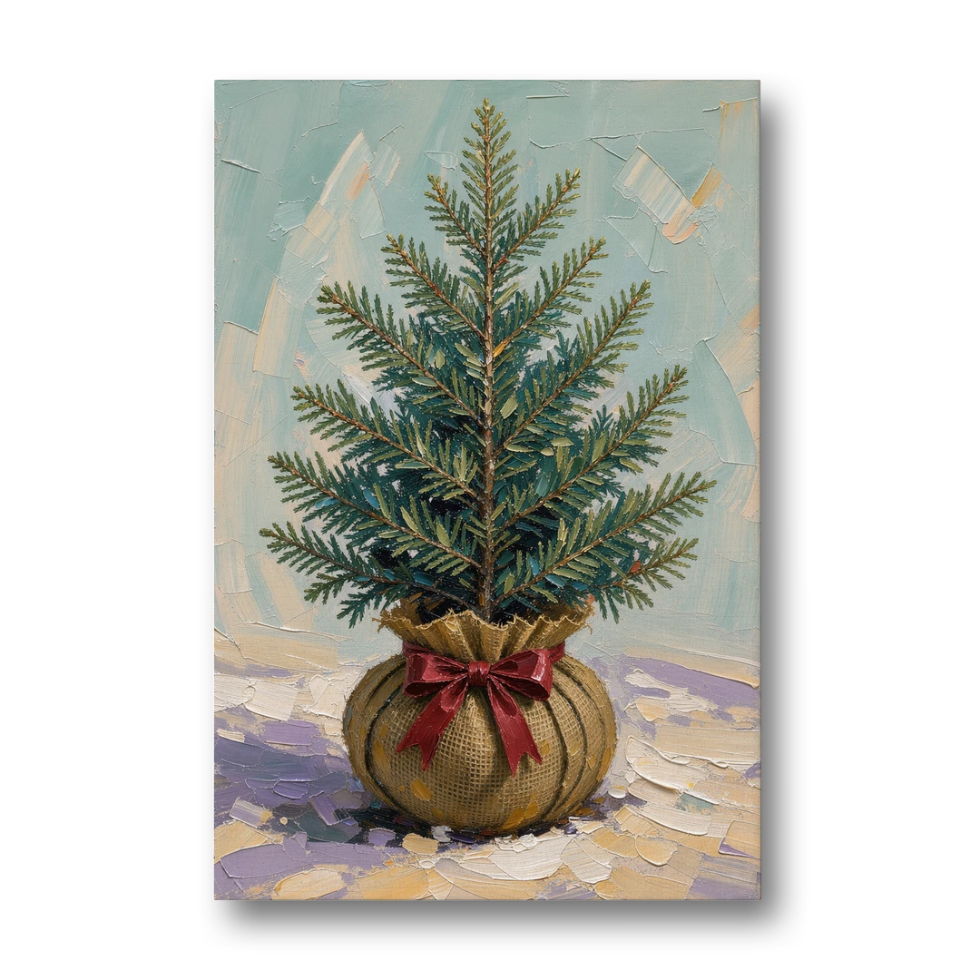 Seasonal Burlap-Wrapped Living Fir - Canvas Wall Art - Front