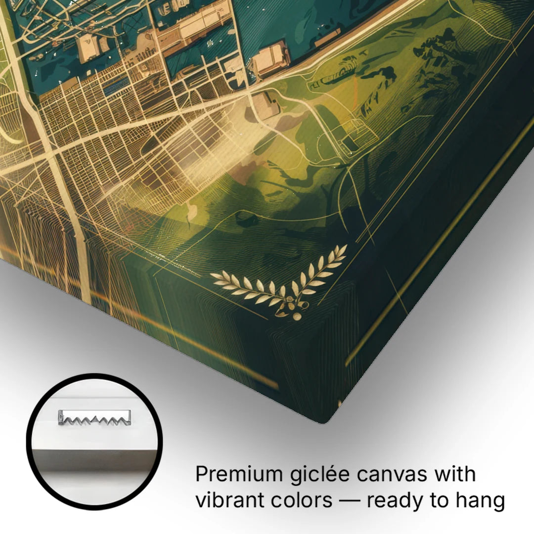 Seattle Map Vintage Style - Canvas Wall Art - Gallery Wrap Corner