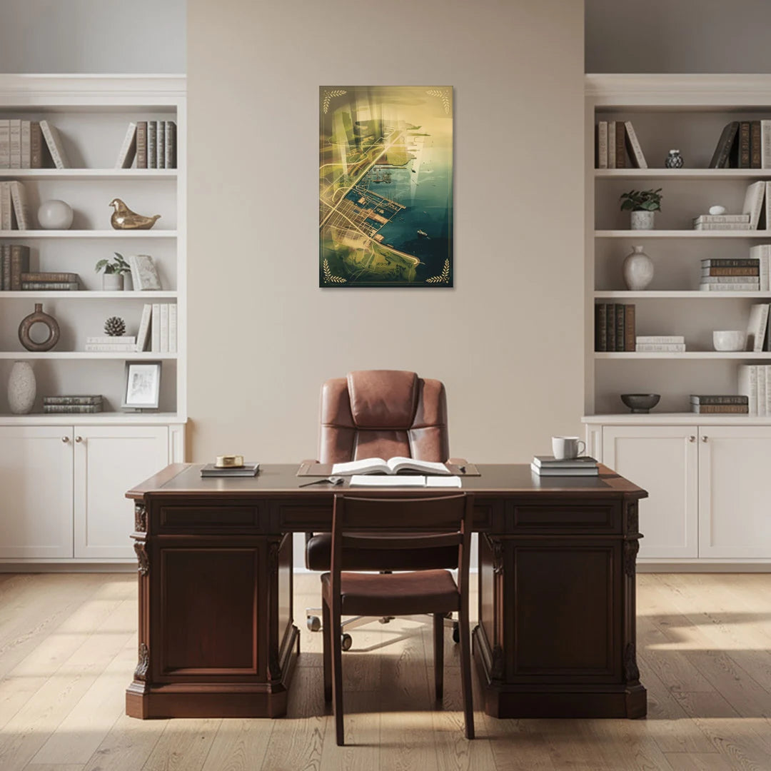 Seattle Map Vintage Style - Canvas Wall Art - Office - 24x36