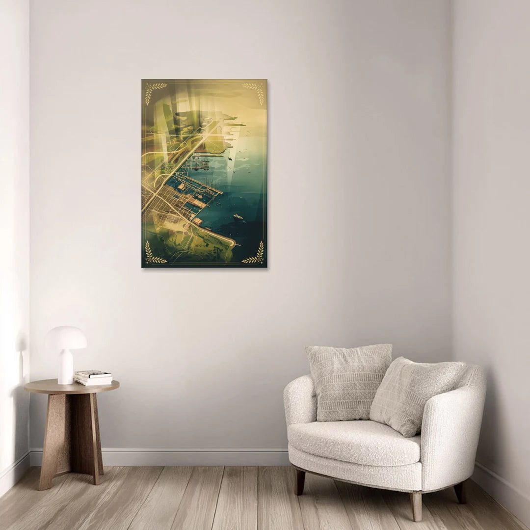Seattle Map Vintage Style - Canvas Wall Art - Sofa - 24x36