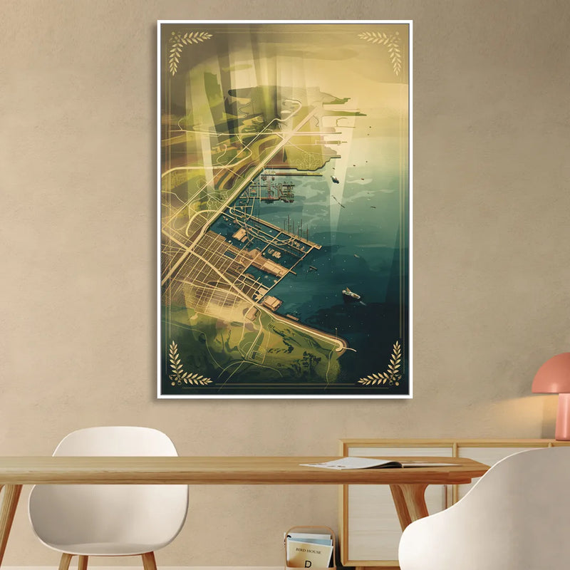 Seattle Map Vintage Style Living Room - White Canvas Wall Art