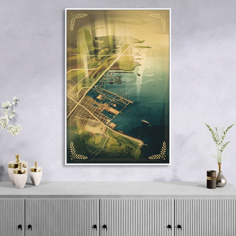 Seattle Map Vintage Style Sitting Room - White Canvas Wall Art