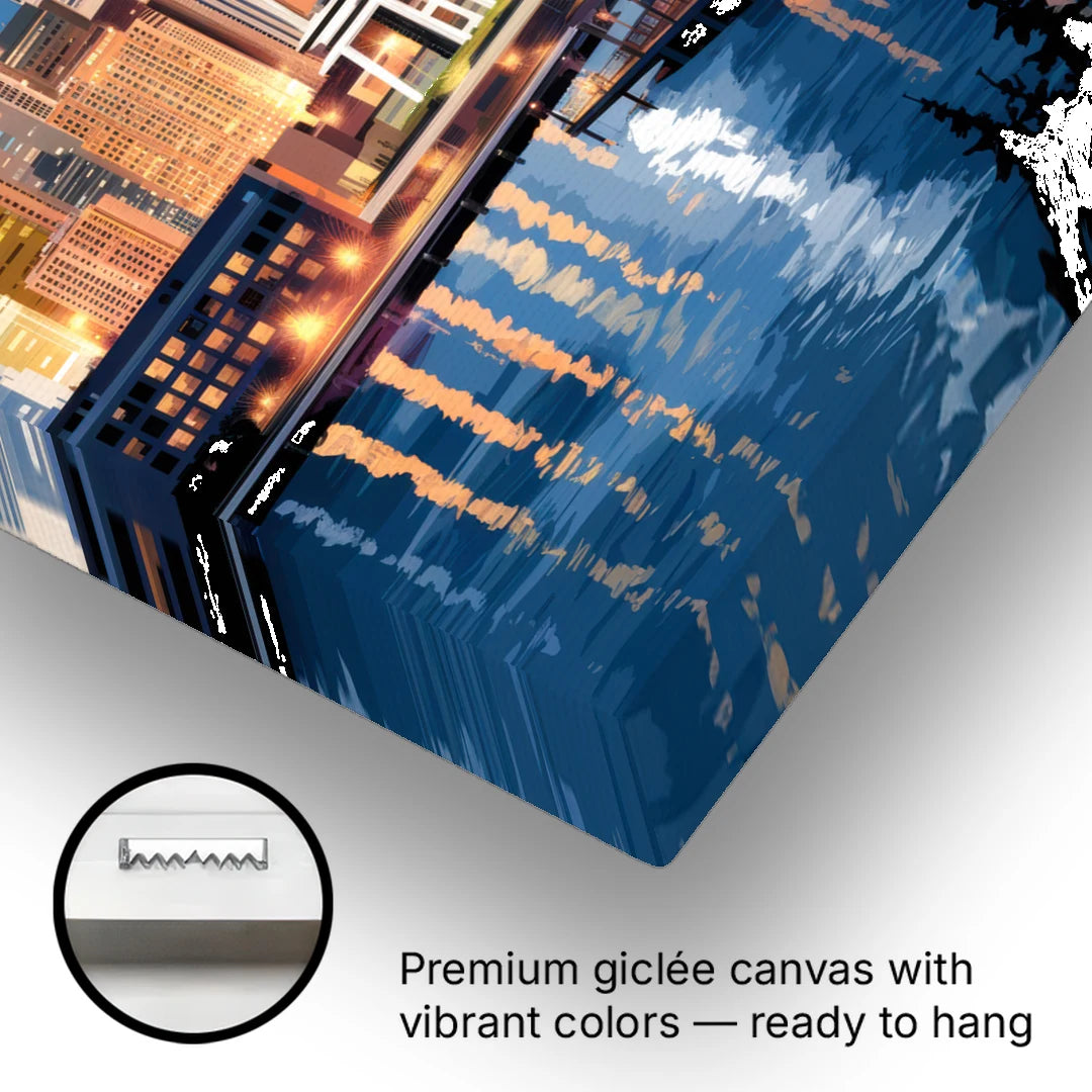 Seattle Nightscape - Canvas Wall Art - Gallery Wrap Corner