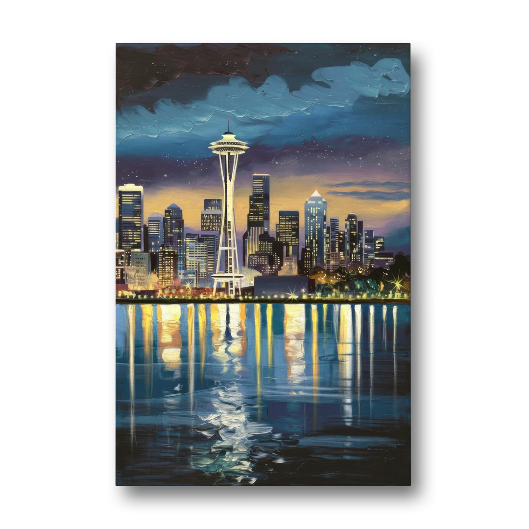 Seattle Skyline Reflection - Canvas Wall Art - Front