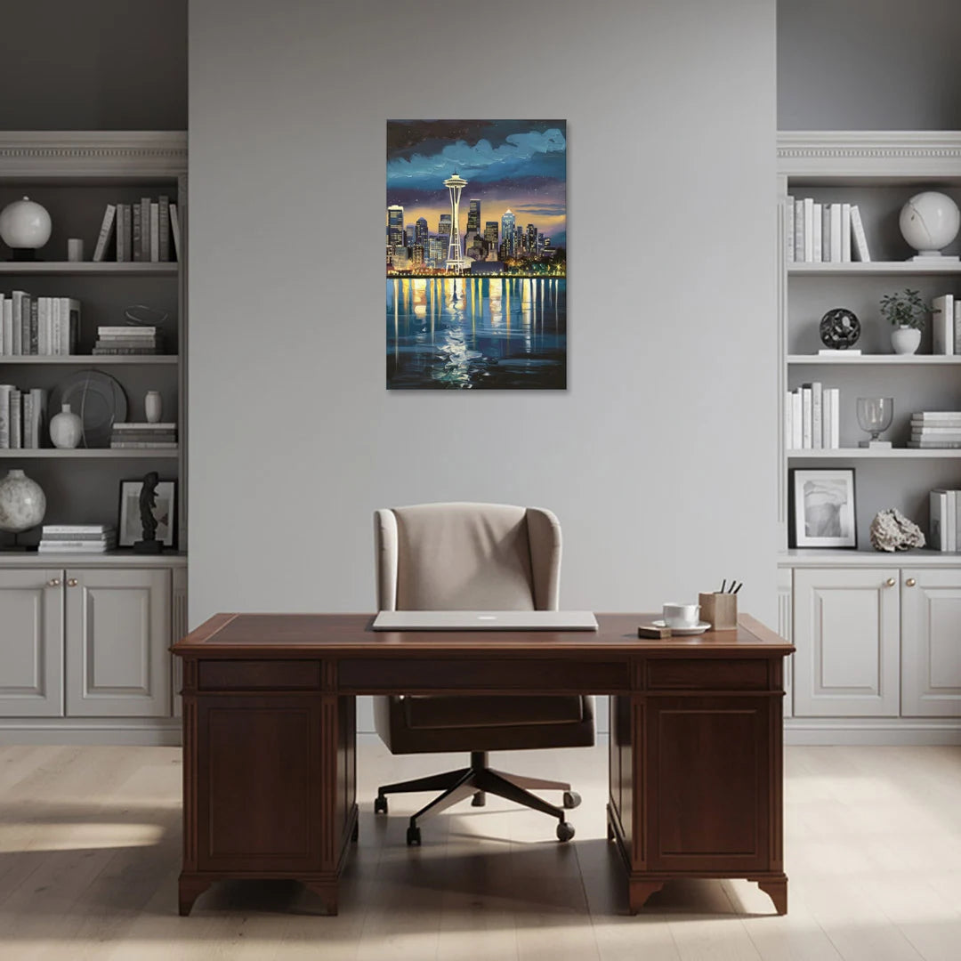 Seattle Skyline Reflection - Canvas Wall Art - Office - 24x36