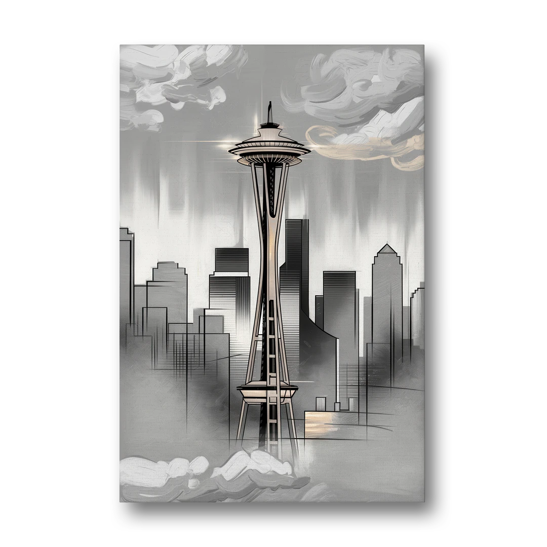 Seattle Space Needle Silhouette - Canvas Wall Art - Front