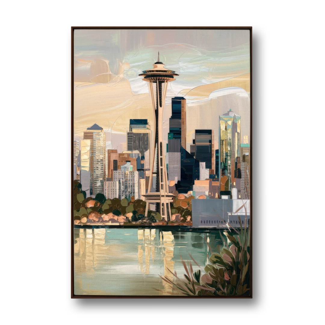 Seattle Space Needle and Cityscape - Canvas Wall Art - Front