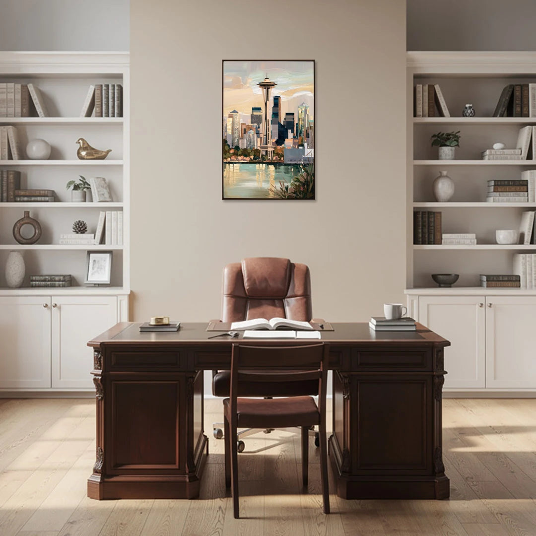Seattle Space Needle and Cityscape - Canvas Wall Art - Office - 24x36