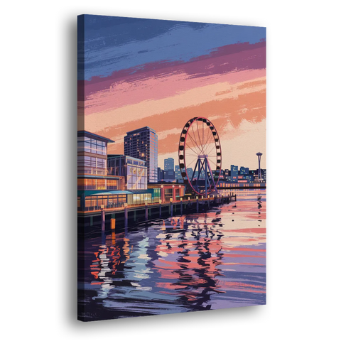 Seattle Waterfront Scene - Canvas Wall Art