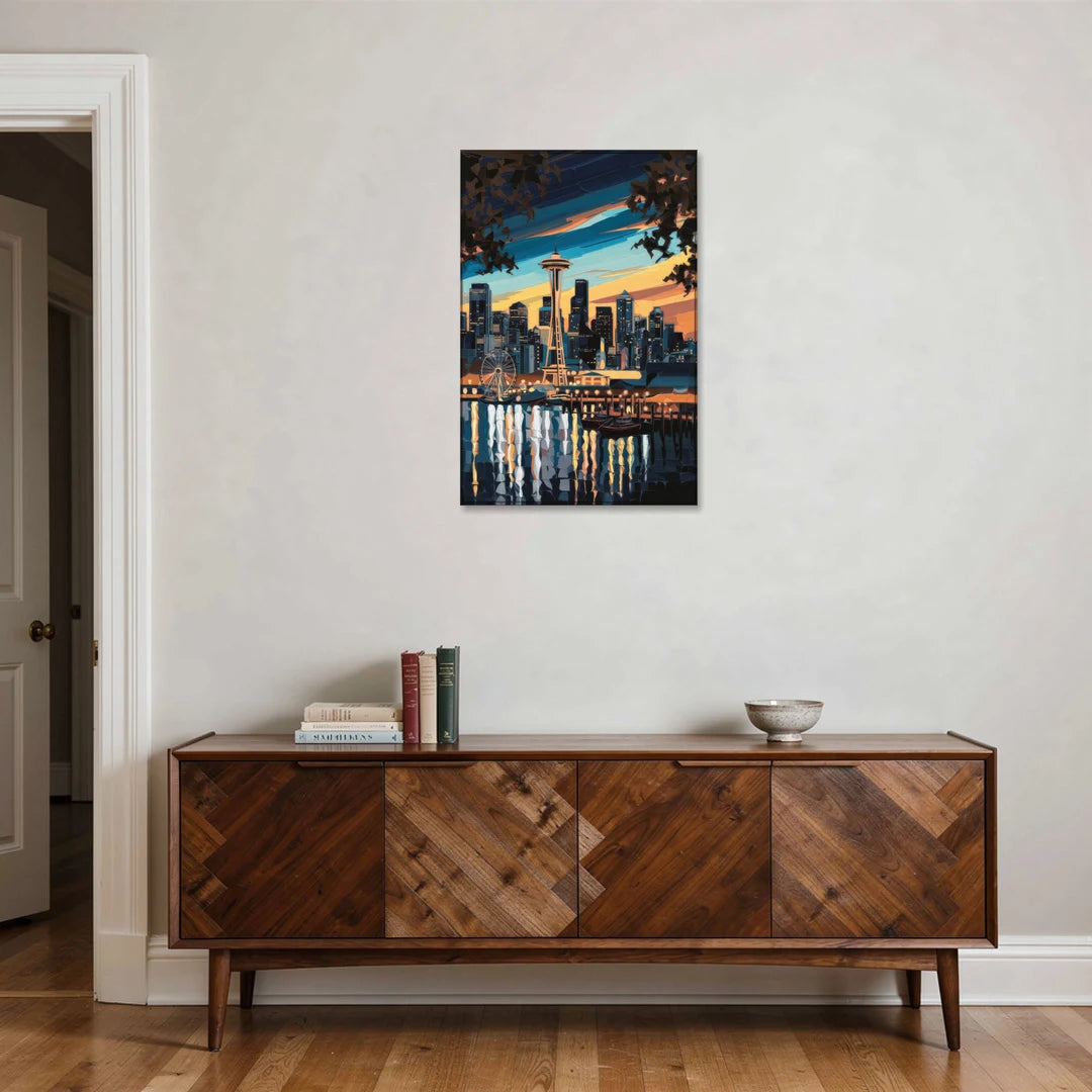 Seattle Waterfront at Twilight - Canvas Wall Art - Coffee Table - 24x36