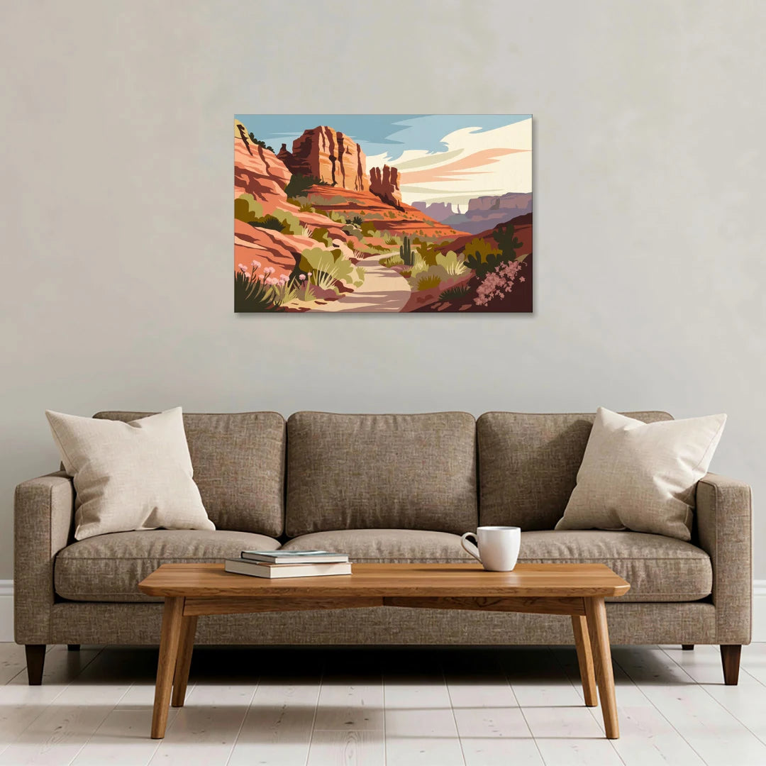Sedona Canyon Trail Serenity - Canvas Wall Art - Sofa - 36x24