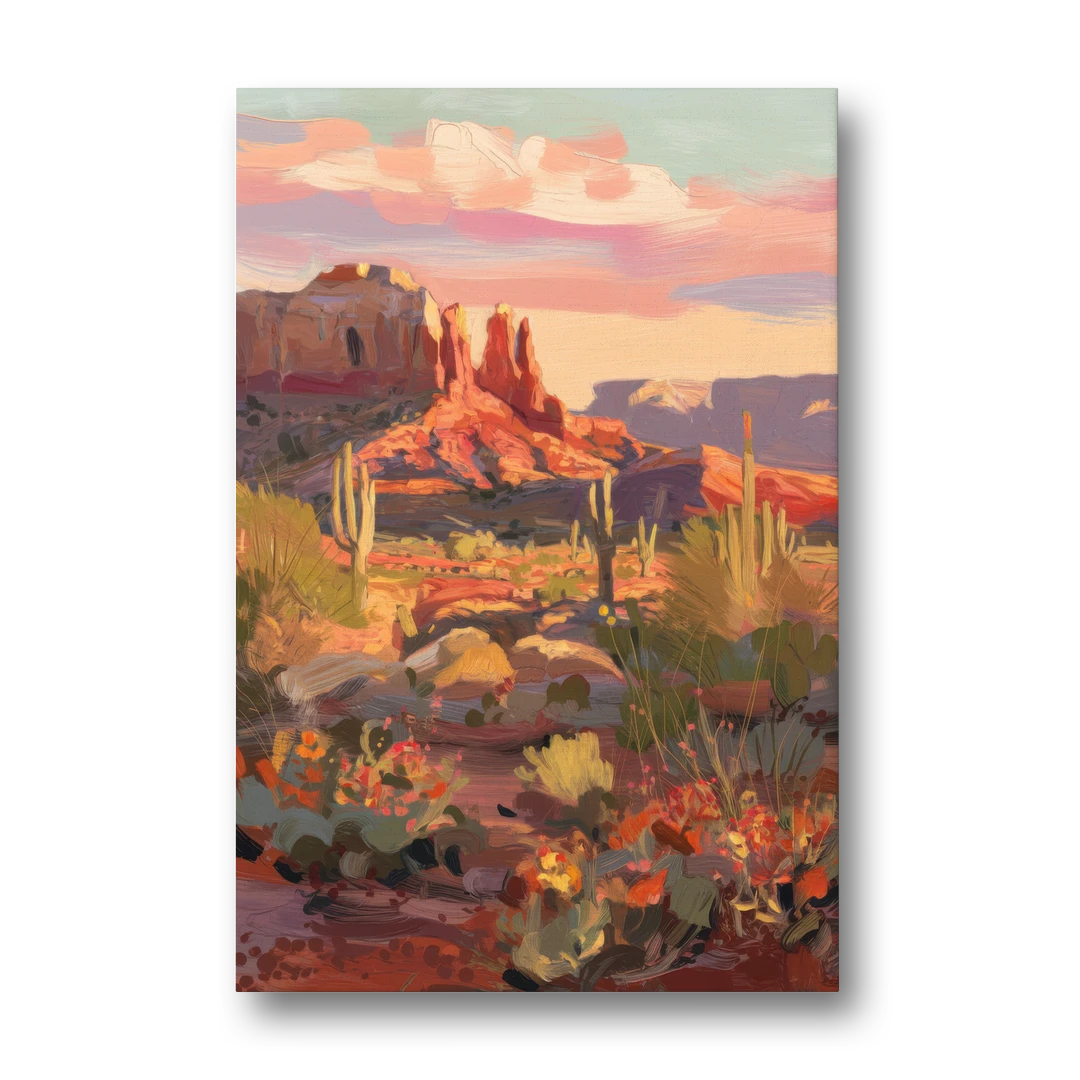 Sedona Desert Bloom Scenery - Canvas Wall Art - Front