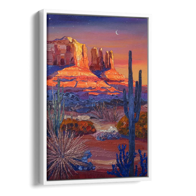 Sedona Desert Twilight Side - White Canvas Wall Art