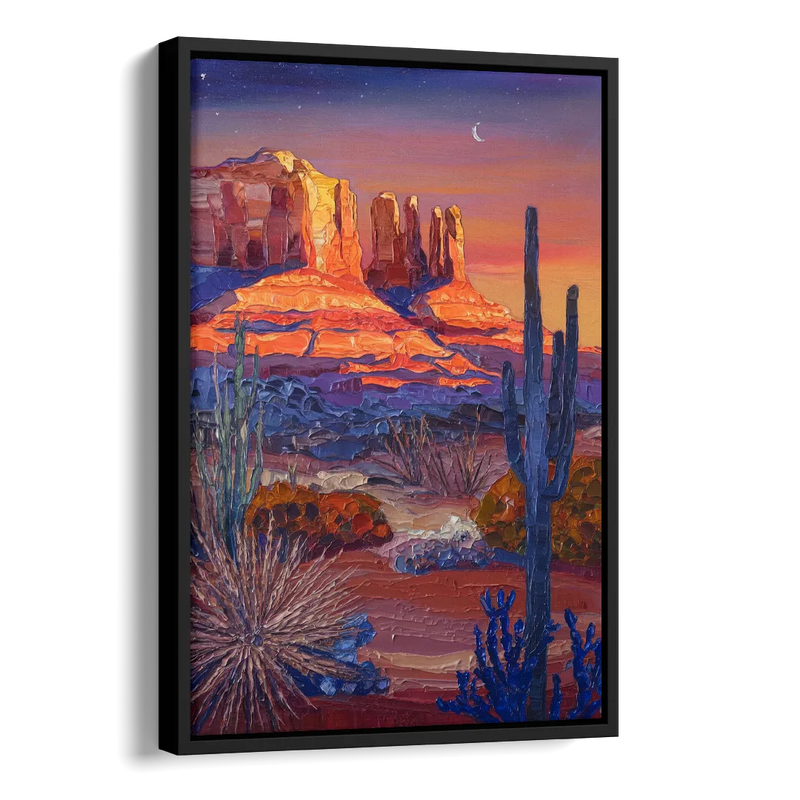 Sedona Desert Twilight Side - Black Canvas Wall Art