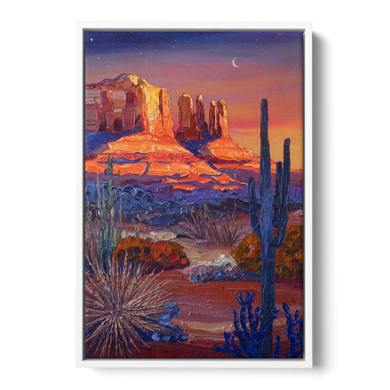 Sedona Desert Twilight Front - White Canvas Wall Art
