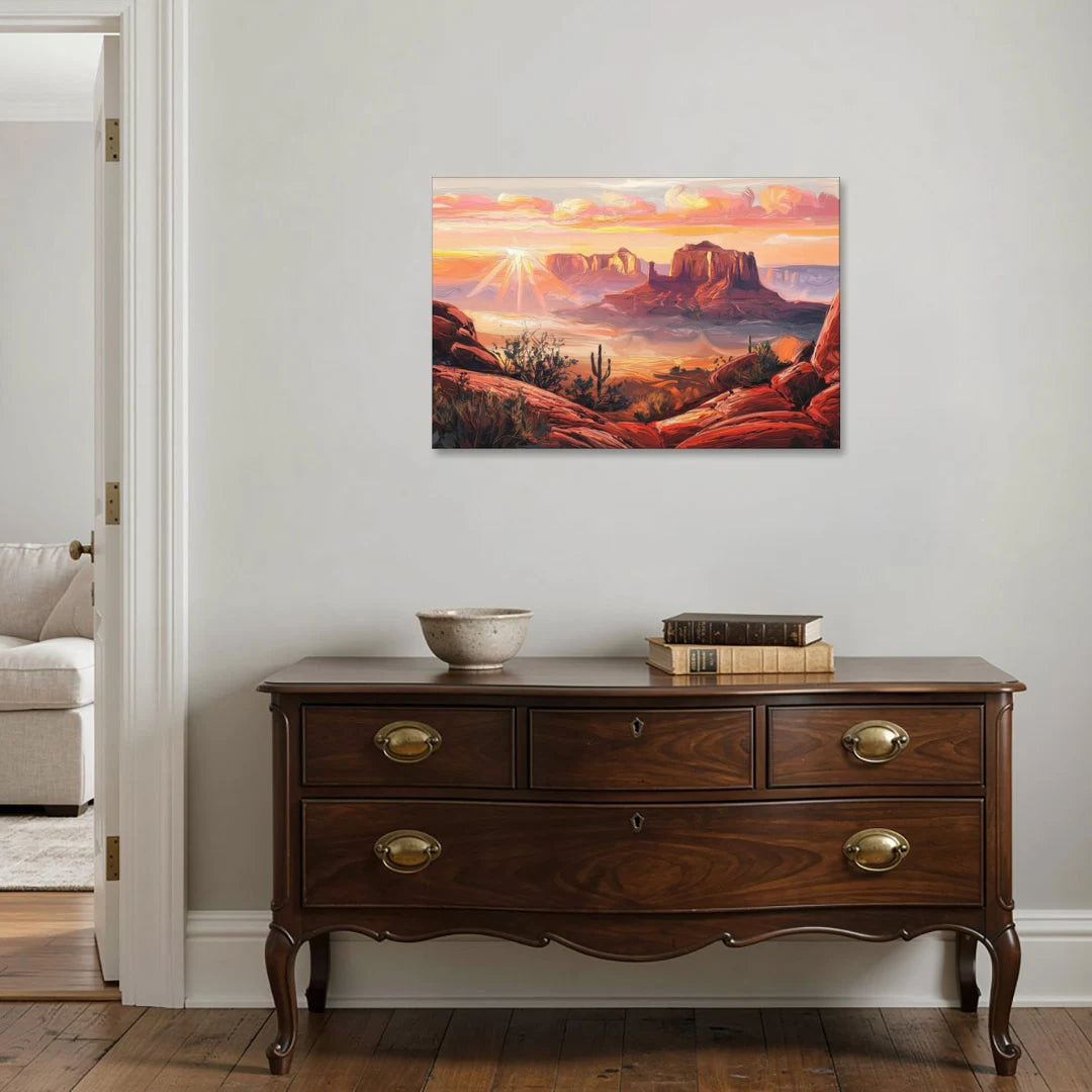Sedona Sunrise Over Mesa - Canvas Wall Art - Coffee Table - 36x24