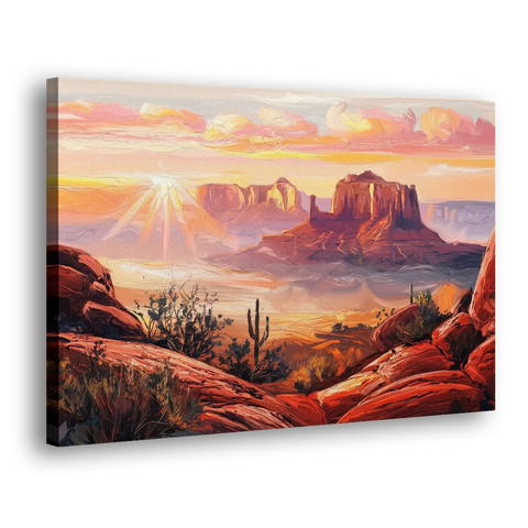 Sedona Sunrise Over Mesa - Canvas Wall Art