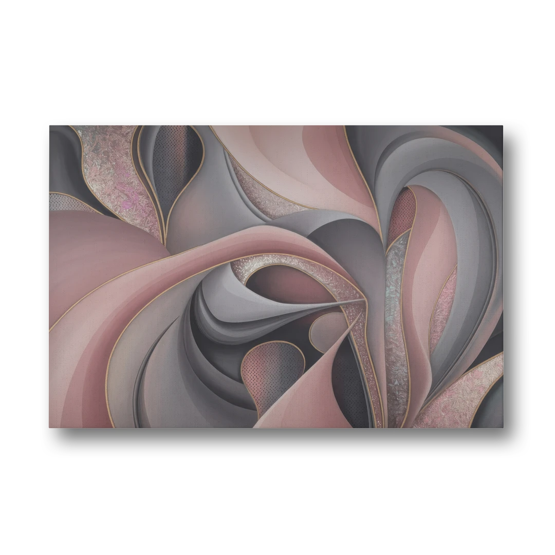 Serenade of Elegance Pink and Grey Abstract - Canvas Wall Art - Front