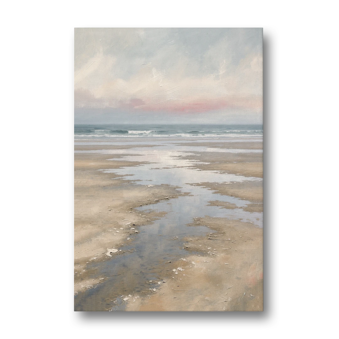 Serene Coastal Low Tide Mirror Pools - Canvas Wall Art - Front