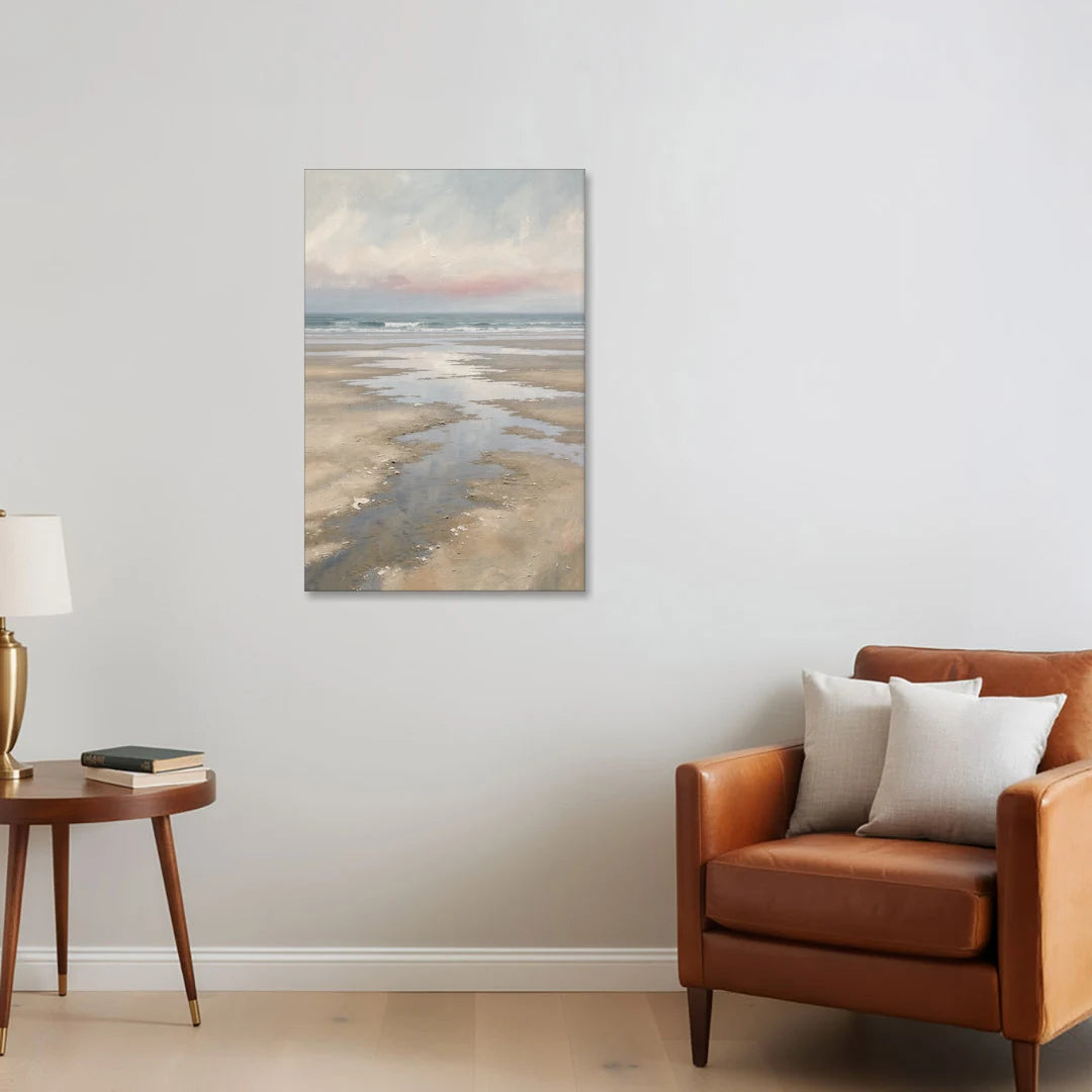 Serene Coastal Low Tide Mirror Pools - Canvas Wall Art - Sofa - 24x36