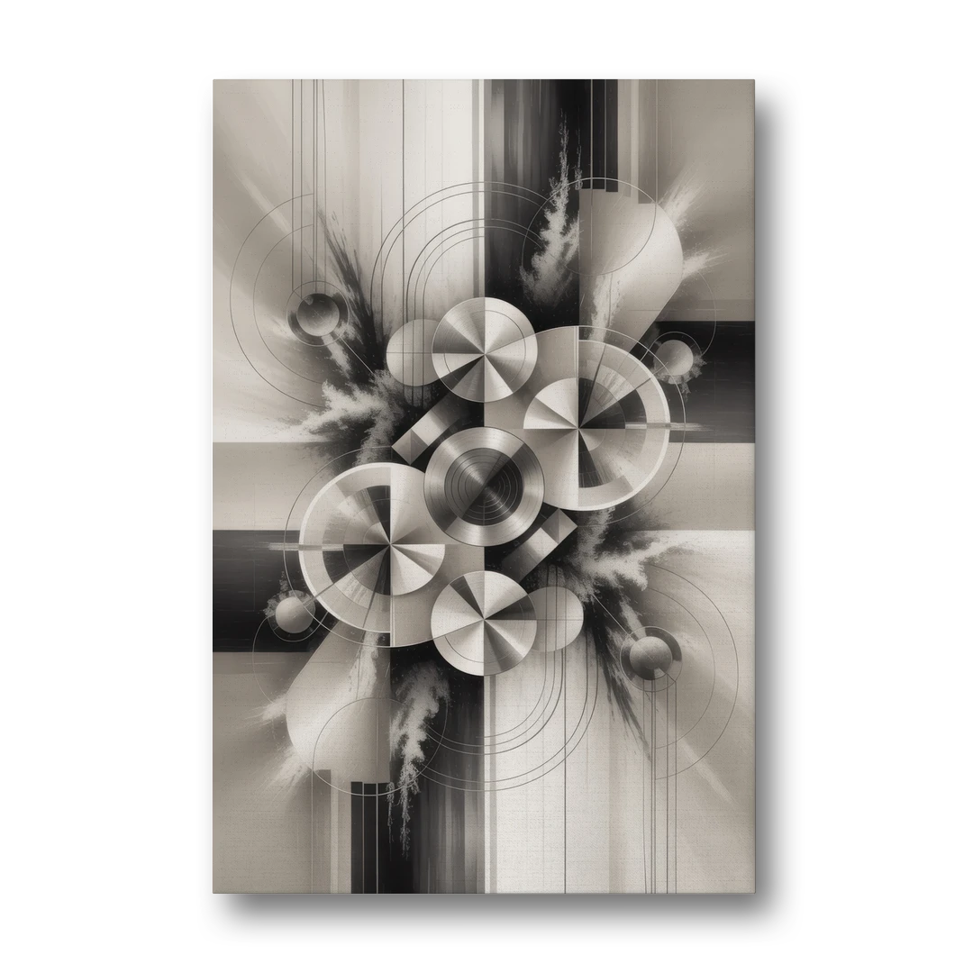 Serene Elegance Grey and White Abstract - Canvas Wall Art - Front