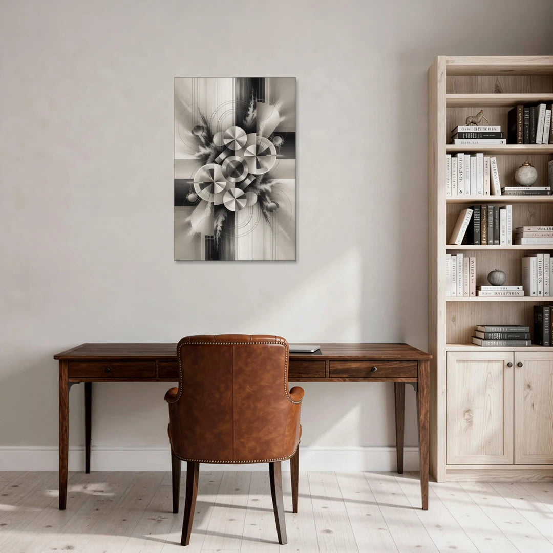 Serene Elegance Grey and White Abstract - Canvas Wall Art - Office - 24x36