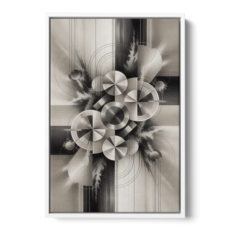 Serene Elegance Grey and White Abstract Front - White Canvas Wall Art