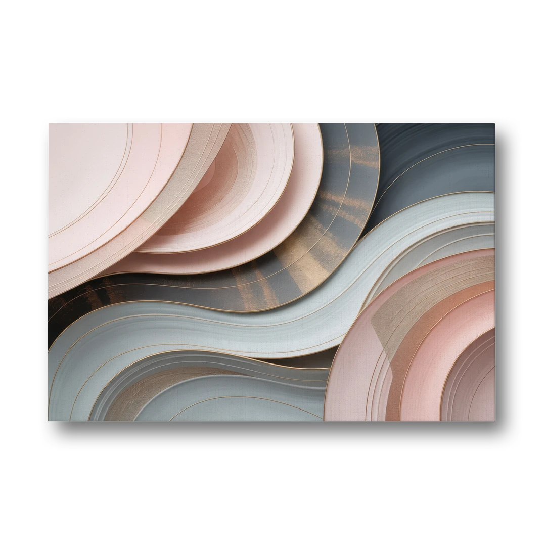Serene Elegance Pink and Grey Abstract - Canvas Wall Art - Front