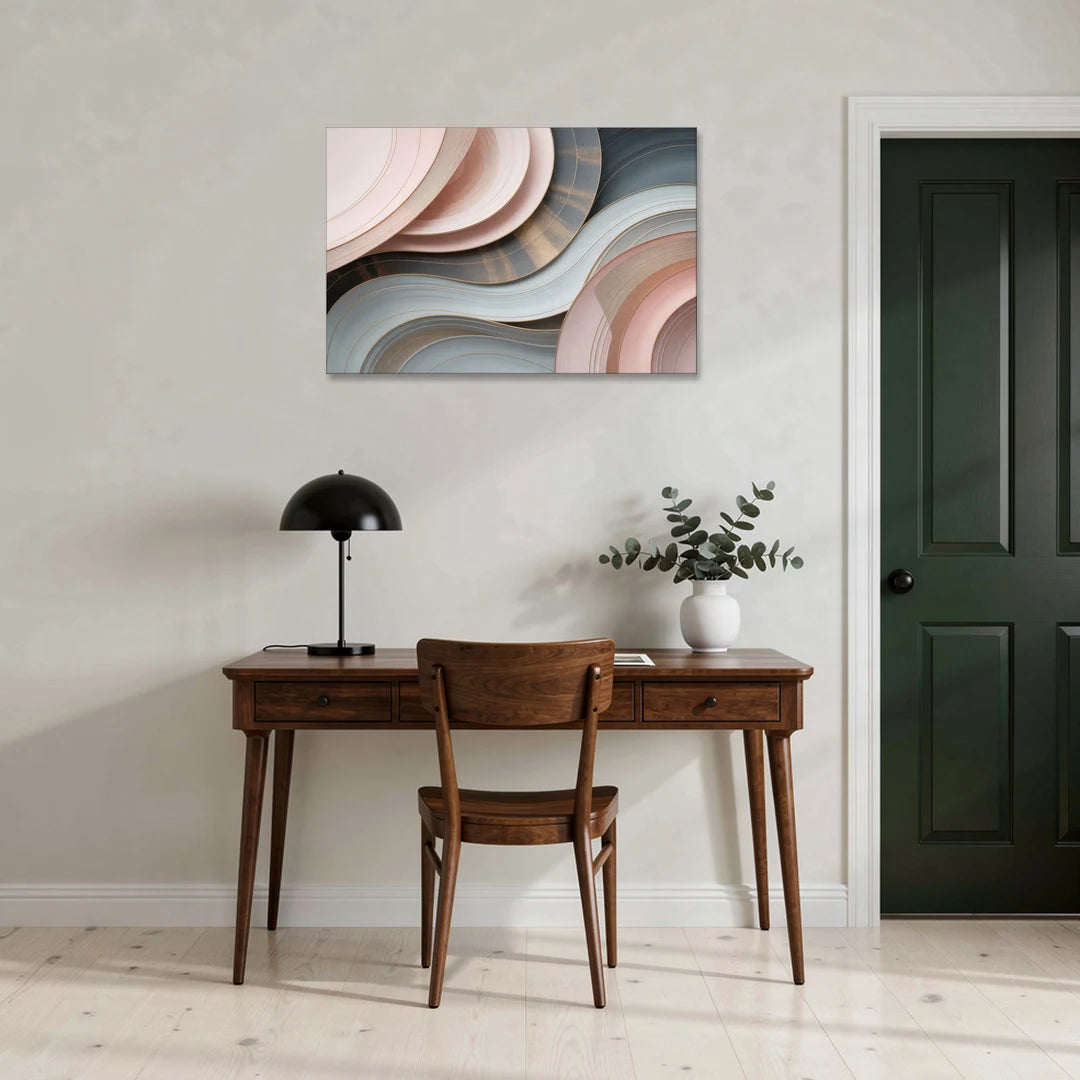 Serene Elegance Pink and Grey Abstract - Canvas Wall Art - Office - 36x24