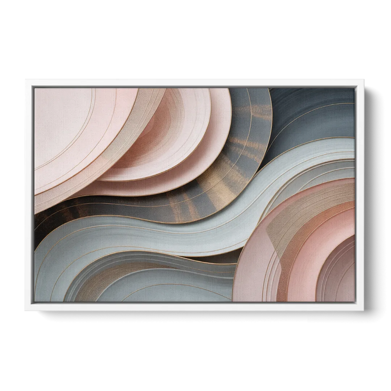 Serene Elegance Pink and Grey Abstract Front - White Canvas Wall Art