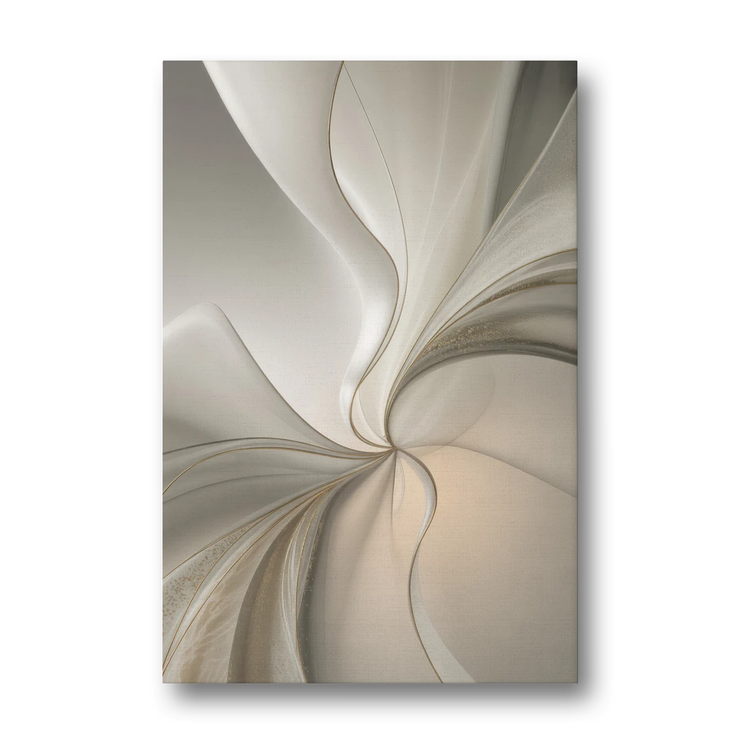Serene Elegance in White Abstract - Canvas Wall Art - Front