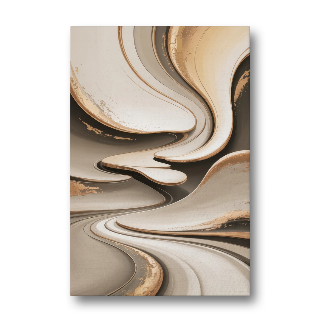 Serene Flow Beige Abstract - Canvas Wall Art - Front