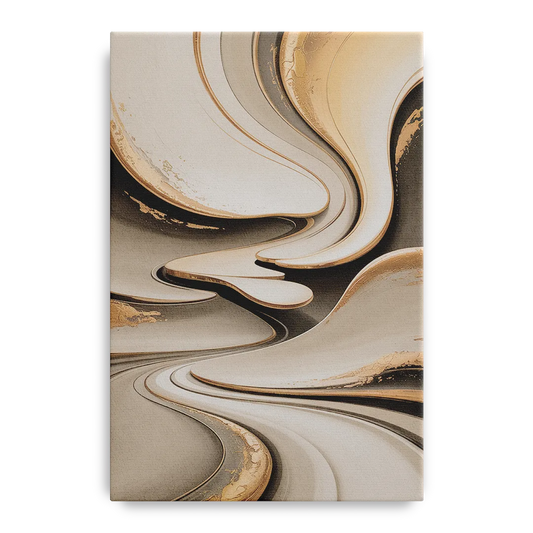 Serene Flow Beige Abstract - Canvas Wall Art