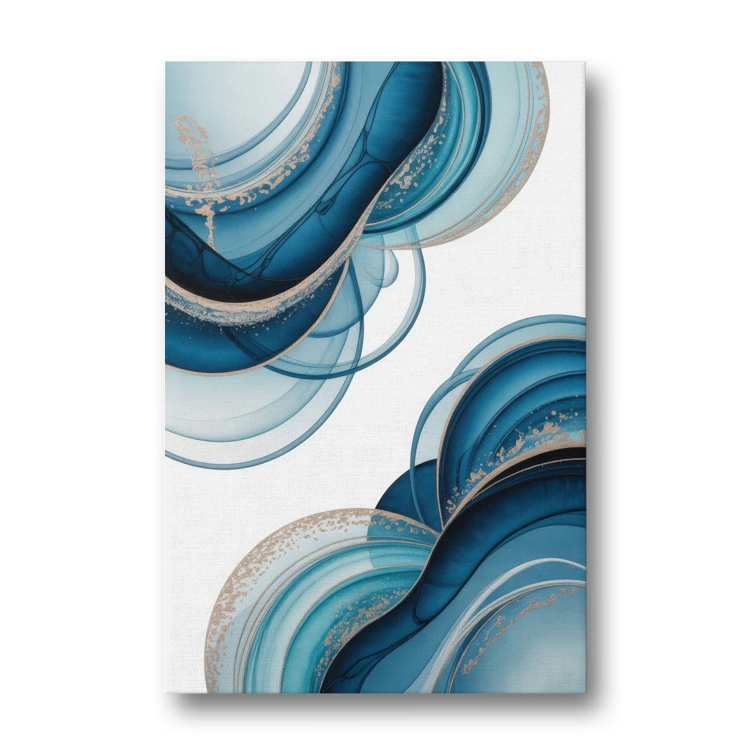 Serene Flowing Opulence Blue Abstract - Canvas Wall Art - Front