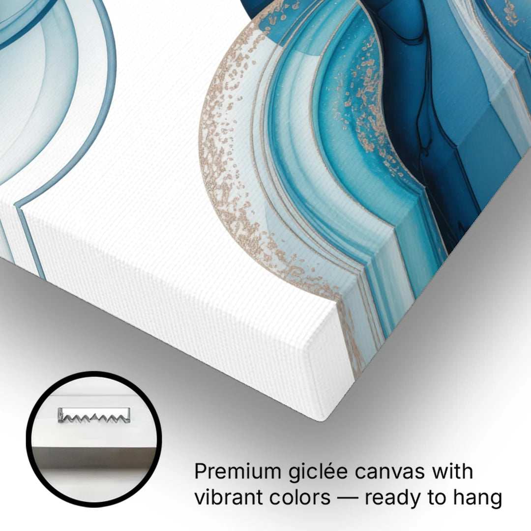 Serene Flowing Opulence Blue Abstract - Canvas Wall Art - Gallery Wrap Corner