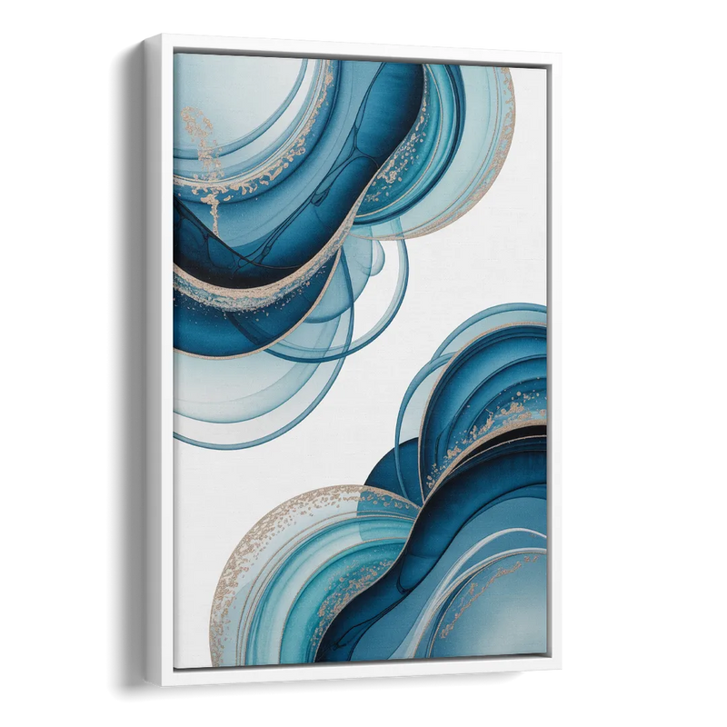 Serene Flowing Opulence Blue Abstract Side - White Canvas Wall Art