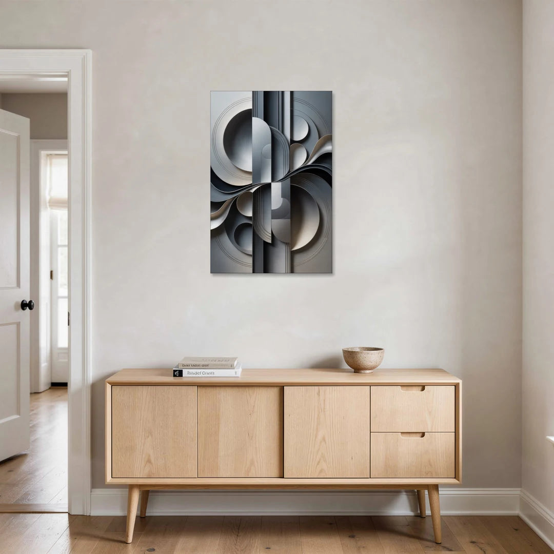 Serene Geometric Elegance Grey Abstract - Canvas Wall Art - Coffee Table - 24x36
