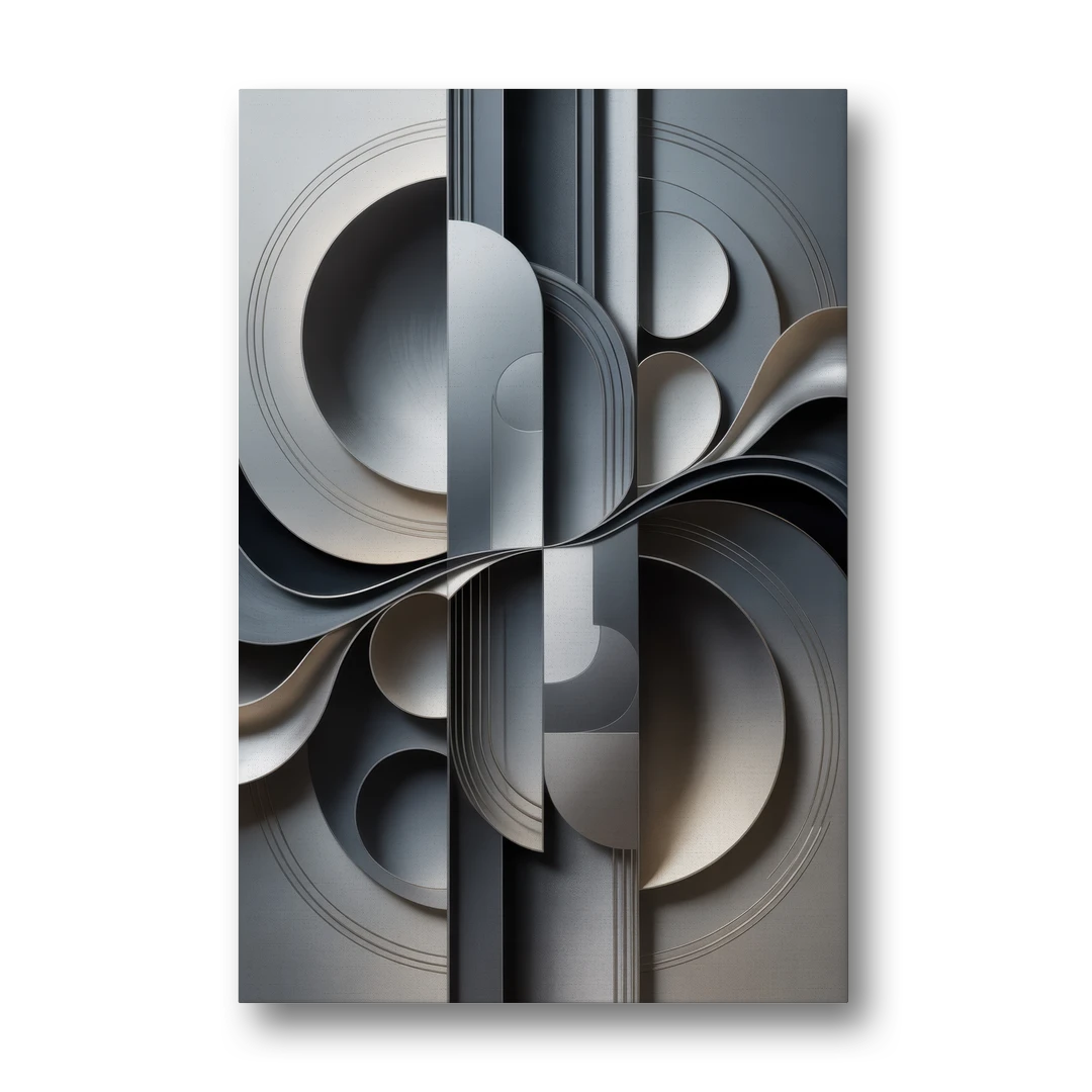 Serene Geometric Elegance Grey Abstract - Canvas Wall Art - Front