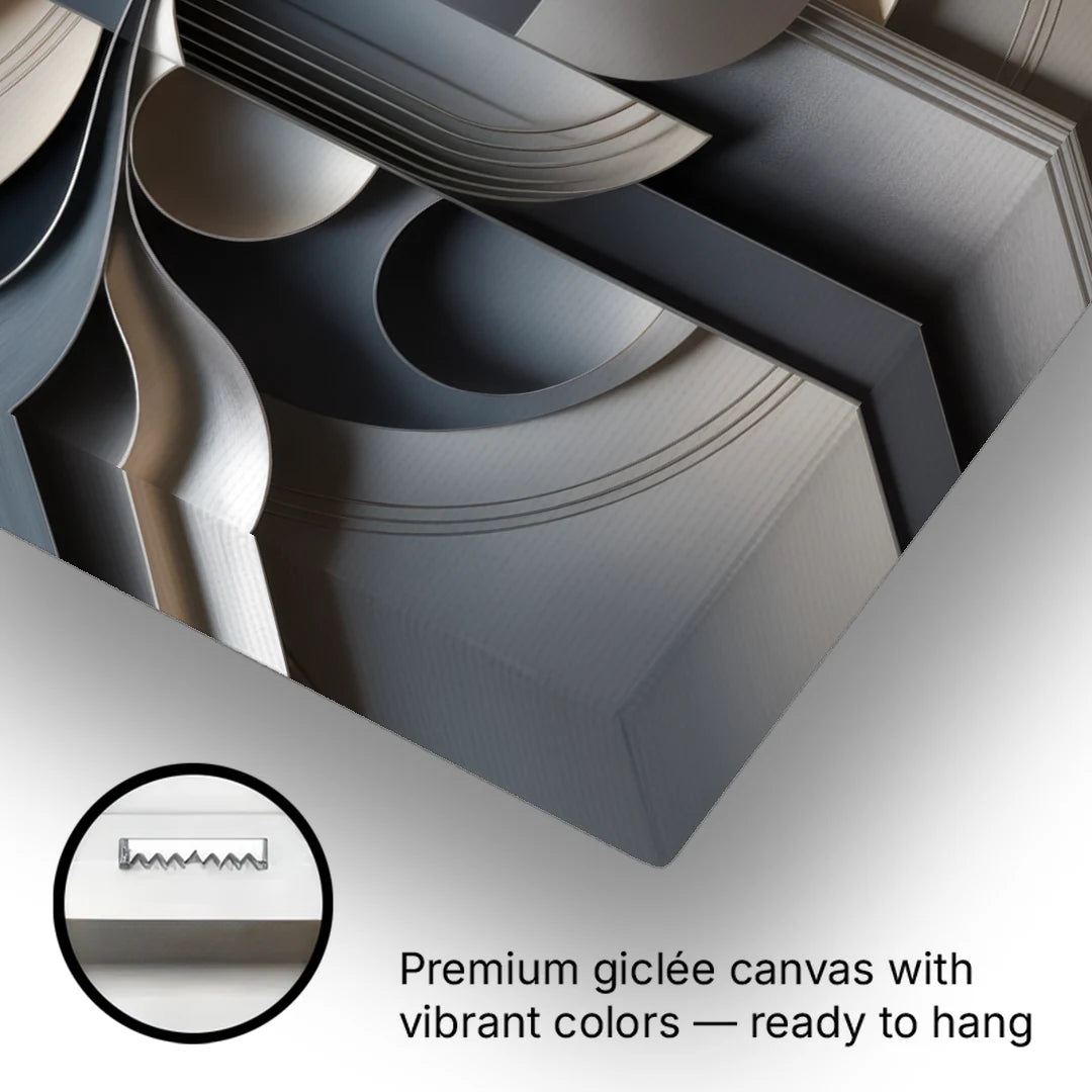 Serene Geometric Elegance Grey Abstract - Canvas Wall Art - Gallery Wrap Corner