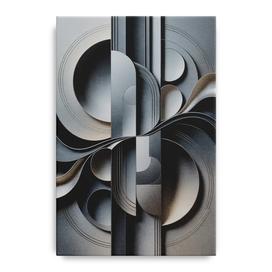 Serene Geometric Elegance Grey Abstract - Canvas Wall Art