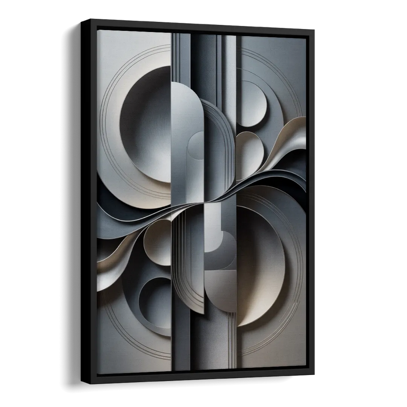 Serene Geometric Elegance Grey Abstract Side - Black Canvas Wall Art