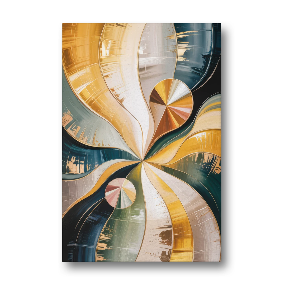 Serene Geometric Elegance Yellow and Grey Abstract - Canvas Wall Art - Front