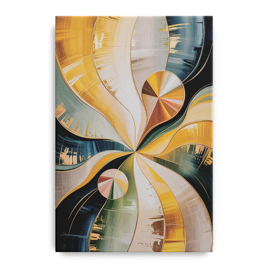 Serene Geometric Elegance Yellow and Grey Abstract - Canvas Wall Art