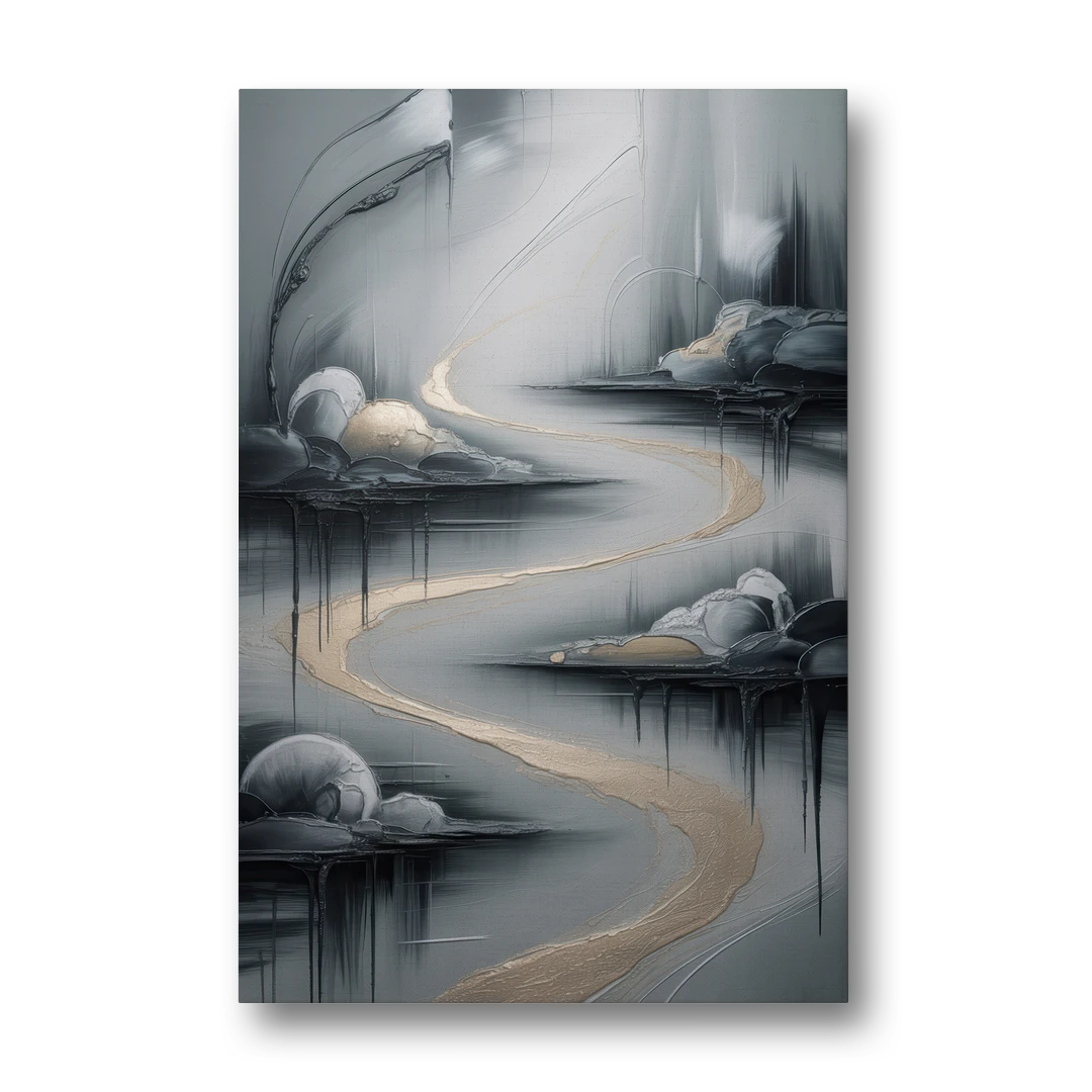 Serene Landscape Grey Abstract - Canvas Wall Art - Front