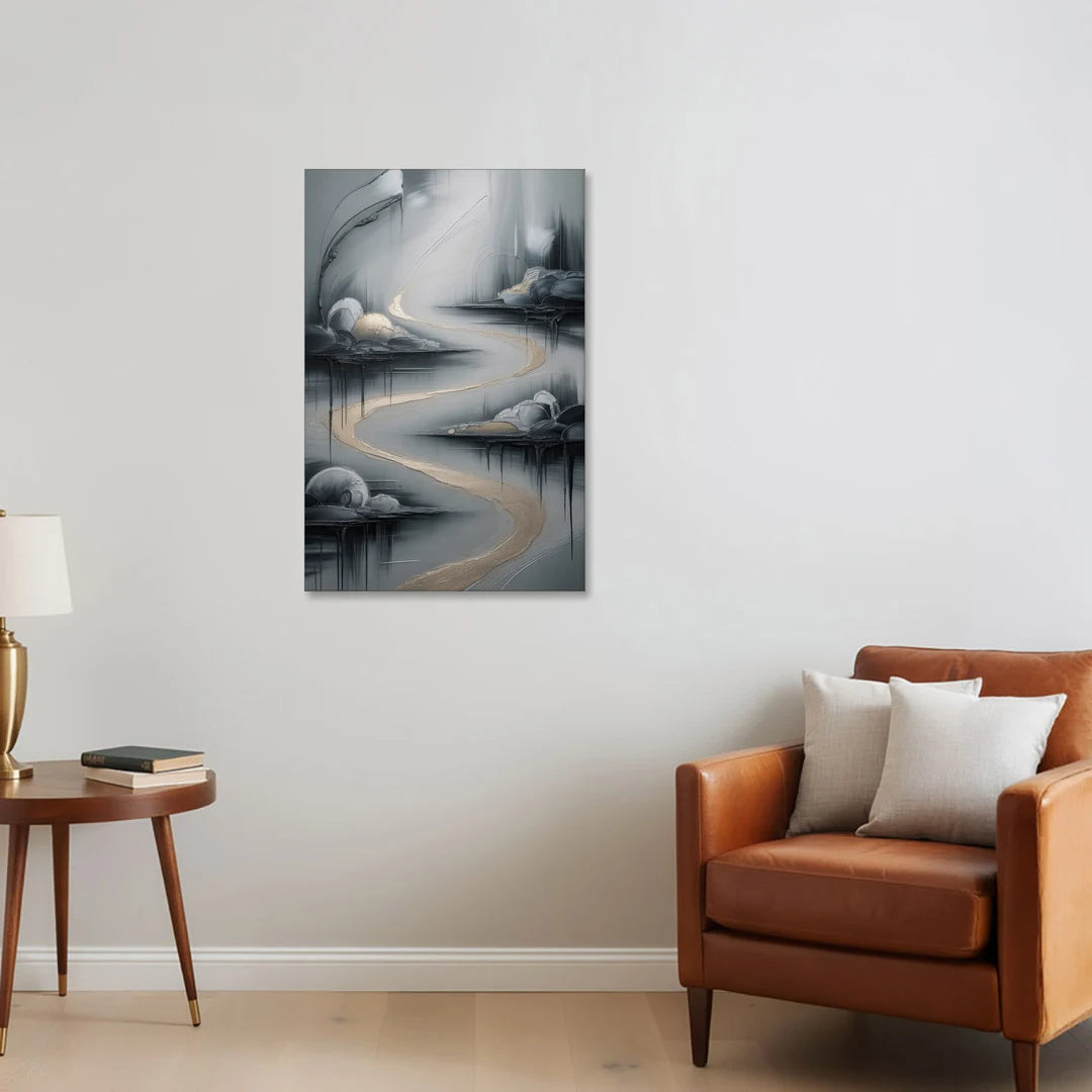 Serene Landscape Grey Abstract - Canvas Wall Art - Sofa - 24x36