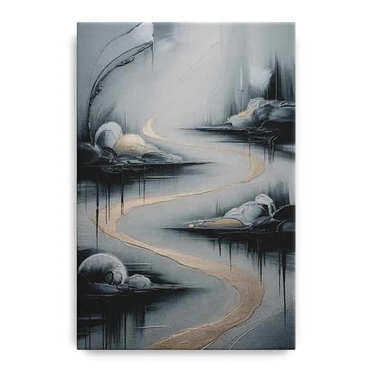 Serene Landscape Grey Abstract - Canvas Wall Art