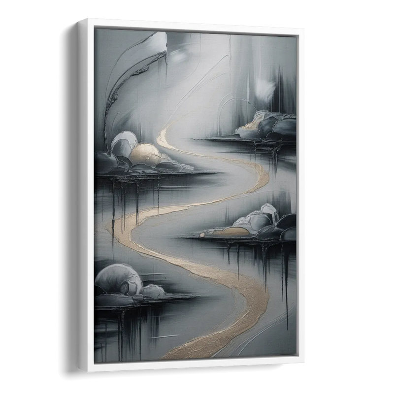 Serene Landscape Grey Abstract Side - White Canvas Wall Art